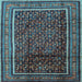 Square Machine Washable Persian Light Blue Traditional Rug, wshtr2493lblu