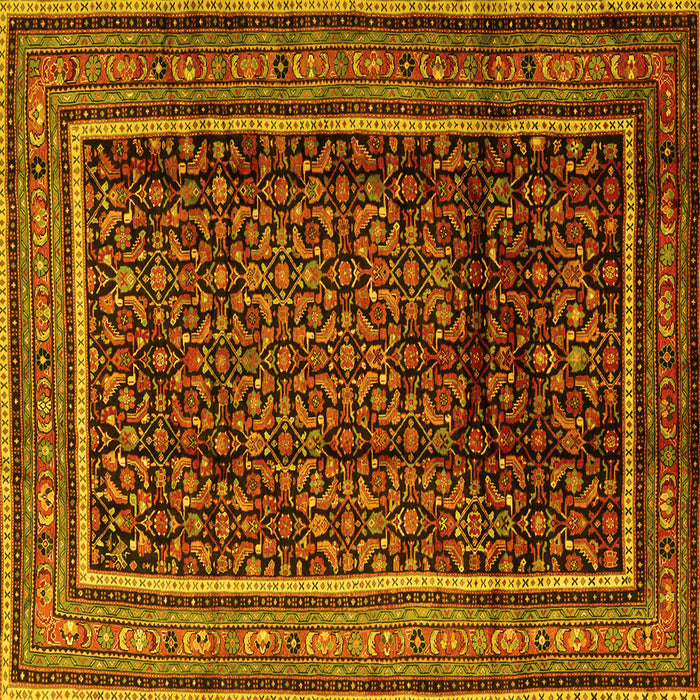Square Machine Washable Persian Yellow Traditional Rug, wshtr2493yw