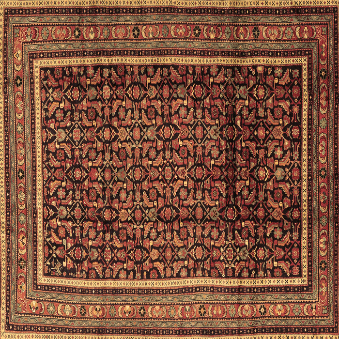 Square Machine Washable Persian Brown Traditional Rug, wshtr2493brn