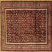 Square Machine Washable Persian Brown Traditional Rug, wshtr2493brn