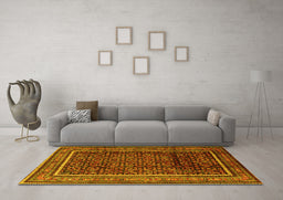 Machine Washable Persian Yellow Traditional Rug in a Living Room, wshtr2493yw