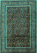 Machine Washable Persian Turquoise Traditional Area Rugs, wshtr2493turq