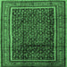 Square Machine Washable Persian Emerald Green Traditional Area Rugs, wshtr2493emgrn