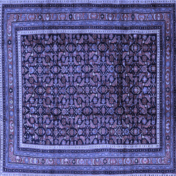Square Machine Washable Persian Blue Traditional Rug, wshtr2493blu