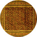 Round Persian Yellow Traditional Rug, tr2493yw