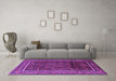 Machine Washable Persian Purple Traditional Area Rugs in a Living Room, wshtr2493pur