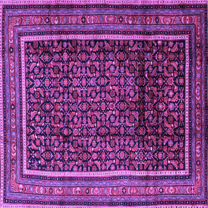 Square Machine Washable Persian Purple Traditional Area Rugs, wshtr2493pur