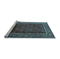 Sideview of Machine Washable Persian Light Blue Traditional Rug, wshtr2493lblu