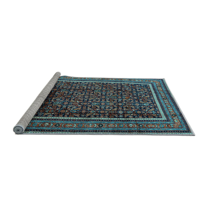 Sideview of Machine Washable Persian Light Blue Traditional Rug, wshtr2493lblu