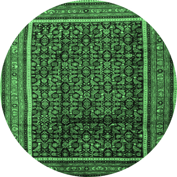 Round Persian Emerald Green Traditional Rug, tr2493emgrn