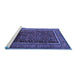 Sideview of Machine Washable Persian Blue Traditional Rug, wshtr2493blu