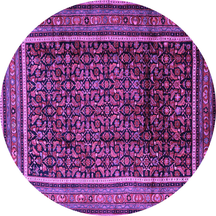 Round Machine Washable Persian Purple Traditional Area Rugs, wshtr2493pur