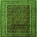 Round Machine Washable Persian Green Traditional Area Rugs, wshtr2493grn