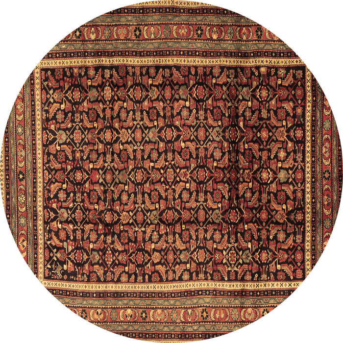Round Persian Brown Traditional Rug, tr2493brn