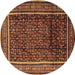 Round Persian Brown Traditional Rug, tr2493brn