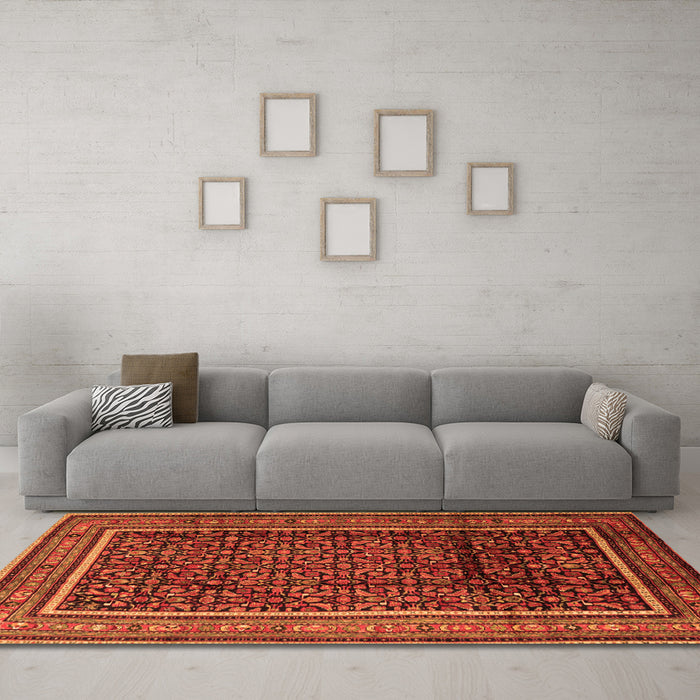 Machine Washable Persian Orange Traditional Area Rugs in a Living Room, wshtr2493org