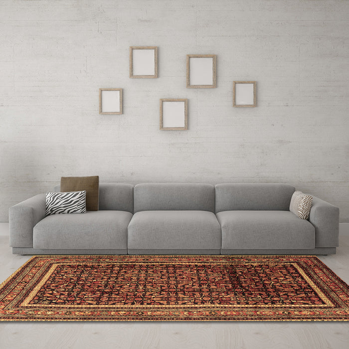 Machine Washable Persian Brown Traditional Rug in a Living Room,, wshtr2493brn