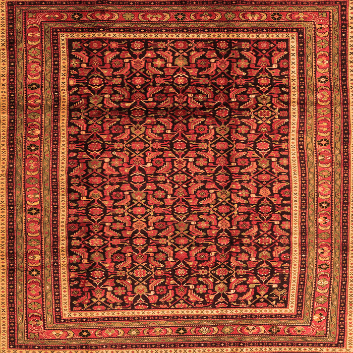 Round Machine Washable Persian Orange Traditional Area Rugs, wshtr2493org