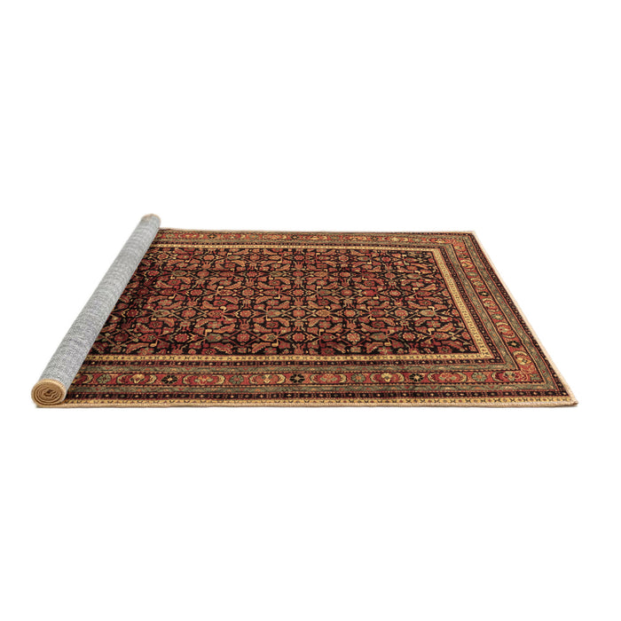Sideview of Machine Washable Persian Brown Traditional Rug, wshtr2493brn