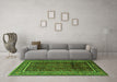 Machine Washable Persian Green Traditional Area Rugs in a Living Room,, wshtr2493grn