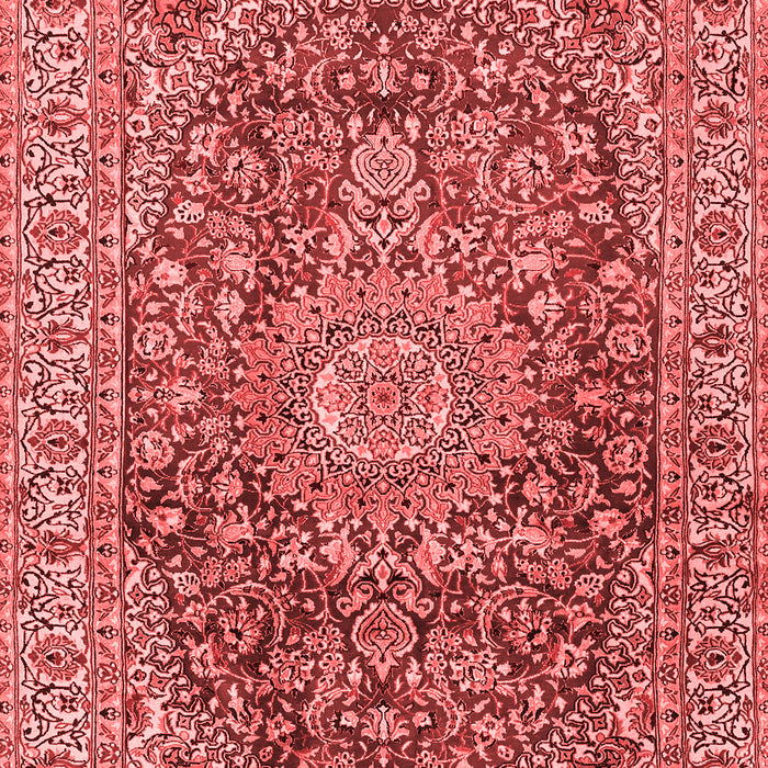 Machine Washable Medallion Red Traditional Rug, wshtr2494red