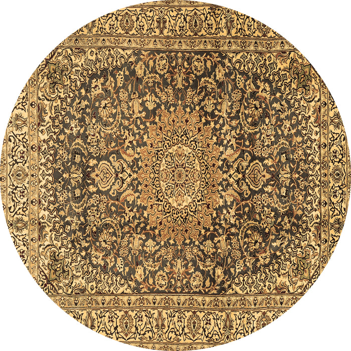 Round Medallion Brown Traditional Rug, tr2494brn
