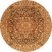 Machine Washable Medallion Orange Traditional Area Rugs, wshtr2494org