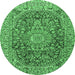 Round Medallion Emerald Green Traditional Rug, tr2494emgrn