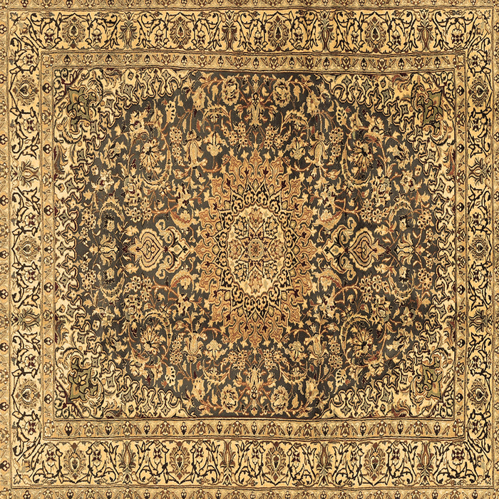 Square Machine Washable Medallion Brown Traditional Rug, wshtr2494brn