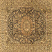 Square Machine Washable Medallion Brown Traditional Rug, wshtr2494brn