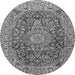 Machine Washable Medallion Gray Traditional Rug, wshtr2494gry