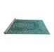 Sideview of Machine Washable Medallion Light Blue Traditional Rug, wshtr2494lblu