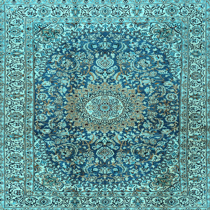 Square Medallion Light Blue Traditional Rug, tr2494lblu