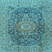 Square Medallion Light Blue Traditional Rug, tr2494lblu