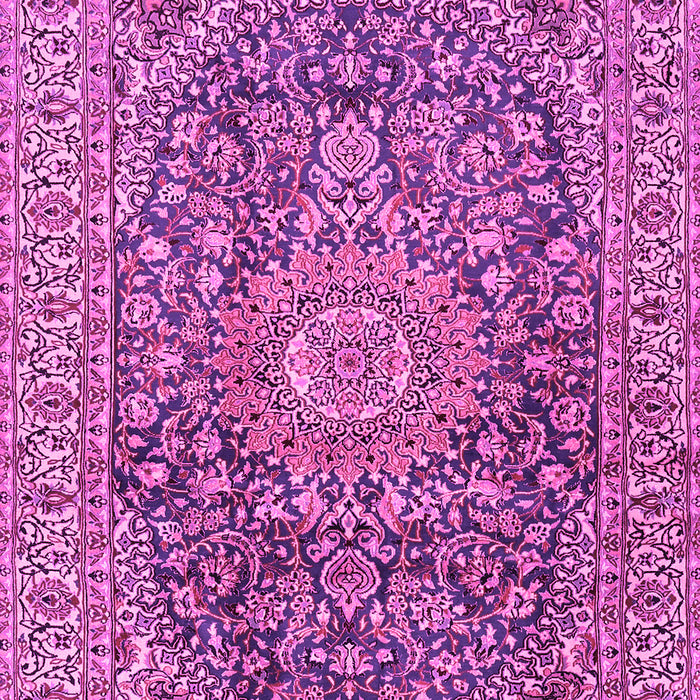 Machine Washable Medallion Pink Traditional Rug, wshtr2494pnk