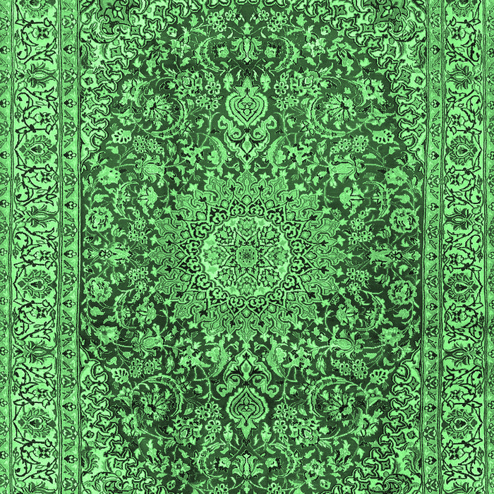 Medallion Emerald Green Traditional Rug, tr2494emgrn