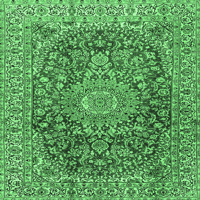 Square Medallion Emerald Green Traditional Rug, tr2494emgrn