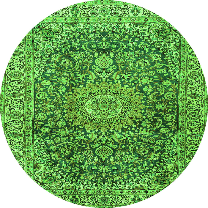 Square Medallion Green Traditional Rug, tr2494grn