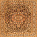 Round Machine Washable Medallion Orange Traditional Area Rugs, wshtr2494org