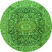 Machine Washable Medallion Green Traditional Area Rugs, wshtr2494grn