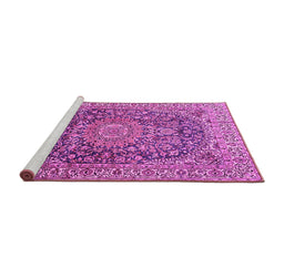 Sideview of Machine Washable Medallion Pink Traditional Rug, wshtr2494pnk