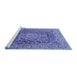 Sideview of Machine Washable Medallion Blue Traditional Rug, wshtr2494blu