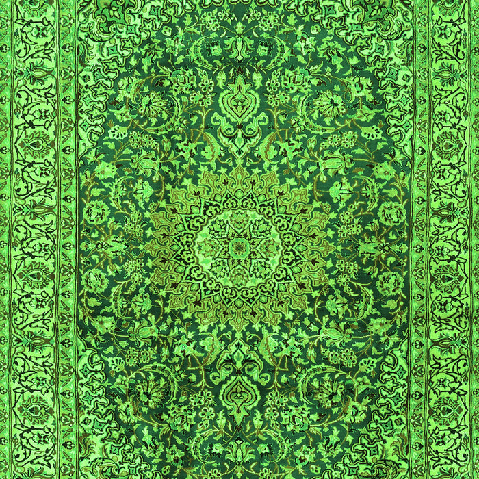 Serging Thickness of Machine Washable Medallion Green Traditional Area Rugs, wshtr2494grn