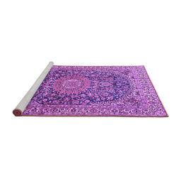 Sideview of Machine Washable Medallion Purple Traditional Area Rugs, wshtr2494pur