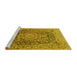 Sideview of Machine Washable Medallion Yellow Traditional Rug, wshtr2494yw