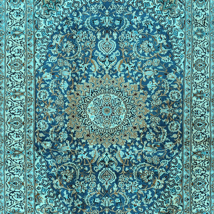 Medallion Light Blue Traditional Rug, tr2494lblu