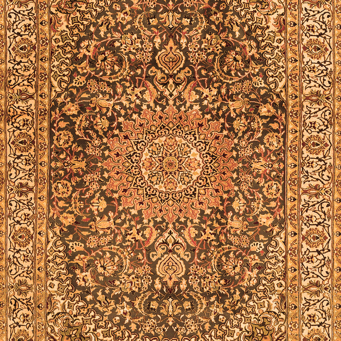 Serging Thickness of Machine Washable Medallion Orange Traditional Area Rugs, wshtr2494org