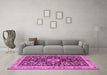 Machine Washable Animal Pink Traditional Rug in a Living Room, wshtr2495pnk