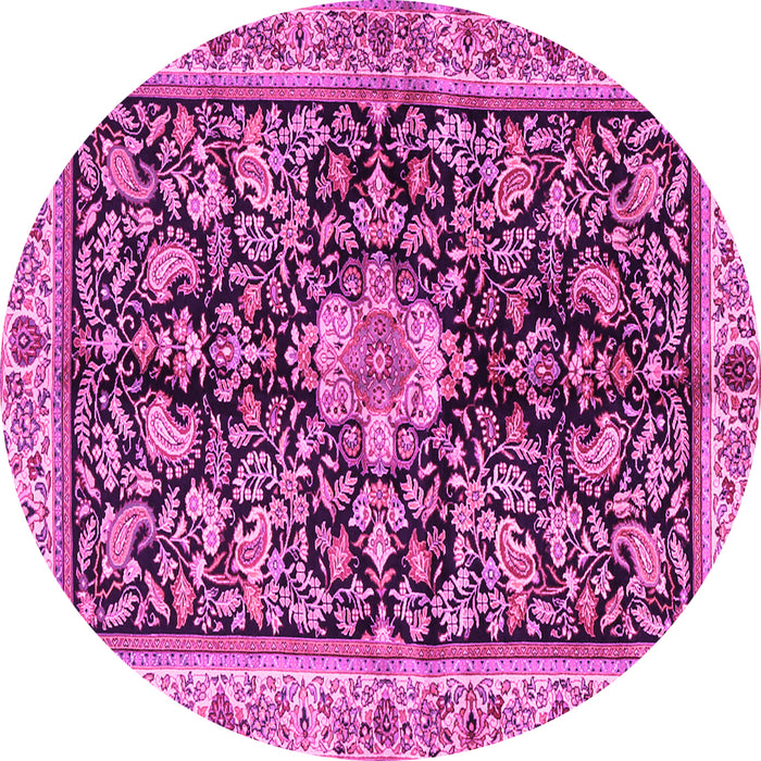 Round Machine Washable Animal Pink Traditional Rug, wshtr2495pnk