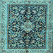 Square Machine Washable Animal Light Blue Traditional Rug, wshtr2495lblu